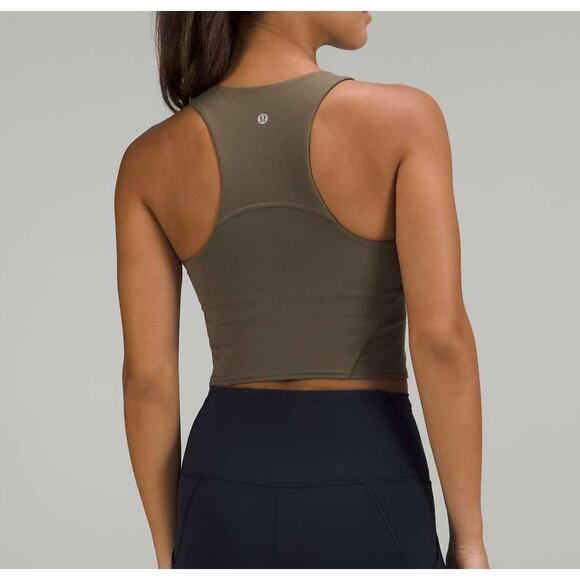 Lululemon Invigorate Training Cropped Tank Top with Built-in Bra Carob Brown 6 - Picture 2 of 7